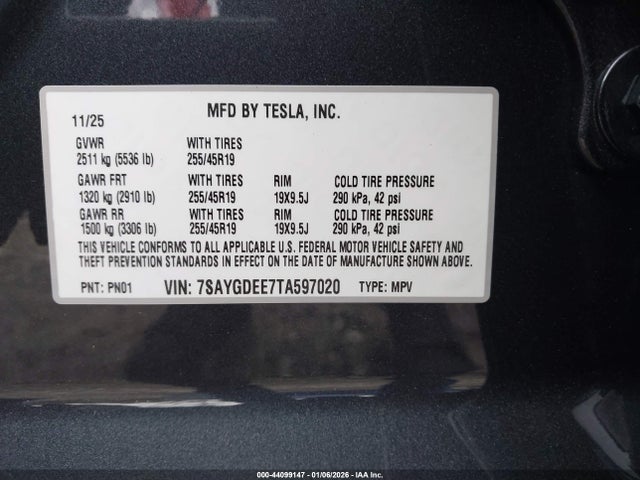 2026 TESLA MODEL Y 7SAYGDEE7TA597020 Photo 8