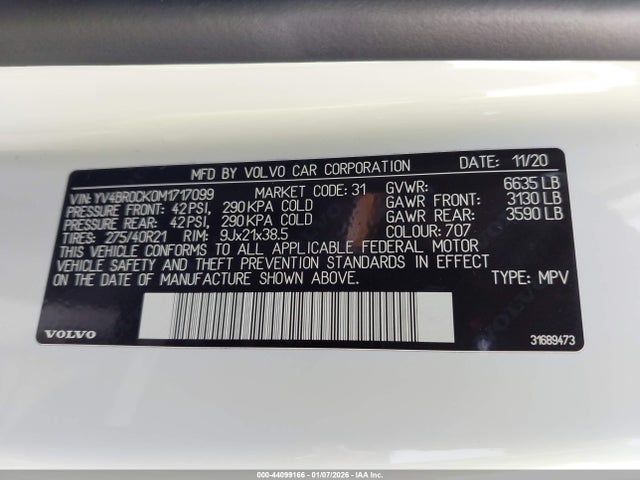 2021 VOLVO XC90 RECHARGE PLUG-IN HYBRID YV4BR0CK0M1717099 Photo 8