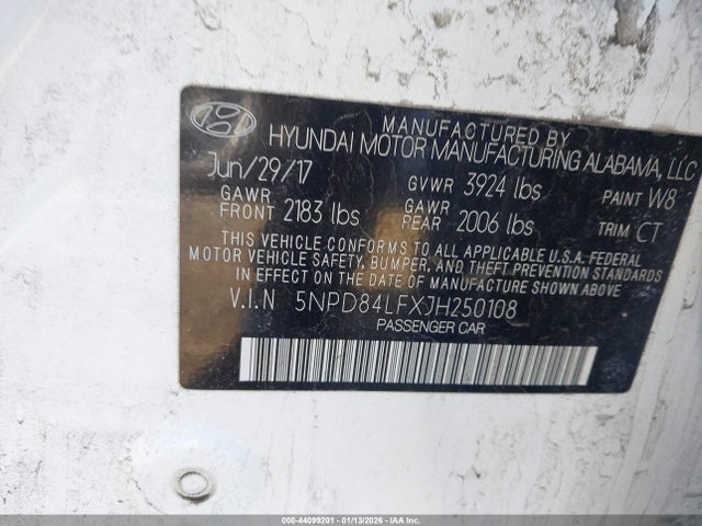 5NPD84LFXJH250108 Hyundai ELANTRA SEL