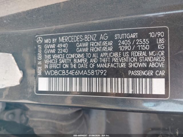 1991 MERCEDES-BENZ 350 WDBCB34E6MA581792 Photo 8