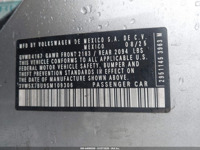 3VW5X7BU9SM109306 Volkswagen Jetta 1.5t S