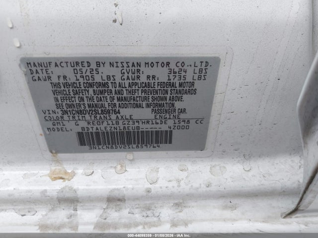 Nissan Versa 1.6 S 2025 3N1CN8DV2SL859764 Image 9