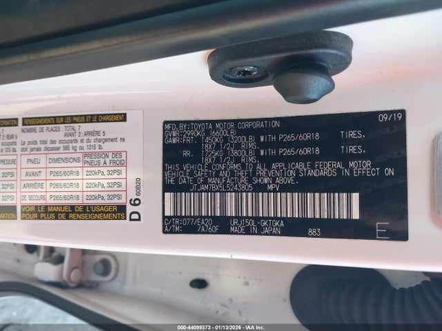 JTJAM7BX5L5243805 Lexus Gx 460 Premium