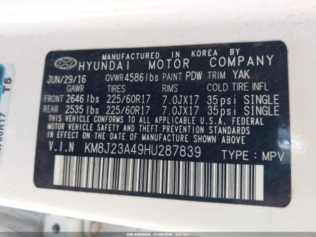 2017 HYUNDAI TUCSON KM8J23A49HU287839 Photo 8