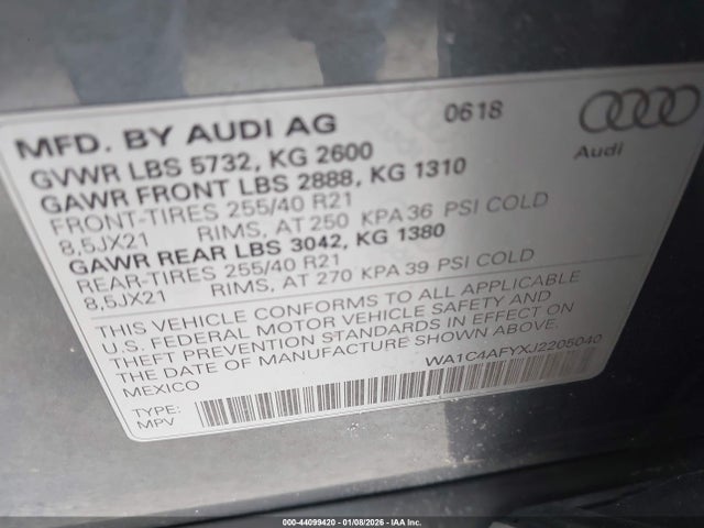 2018 AUDI SQ5 WA1C4AFYXJ2205040 Photo 8