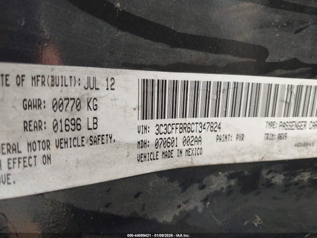 2012 FIAT 500 3C3CFFBR6CT347824 Photo 8