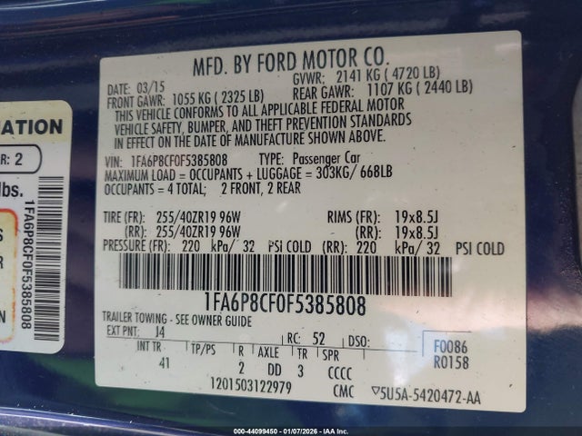 2015 FORD MUSTANG 1FA6P8CF0F5385808 Photo 8