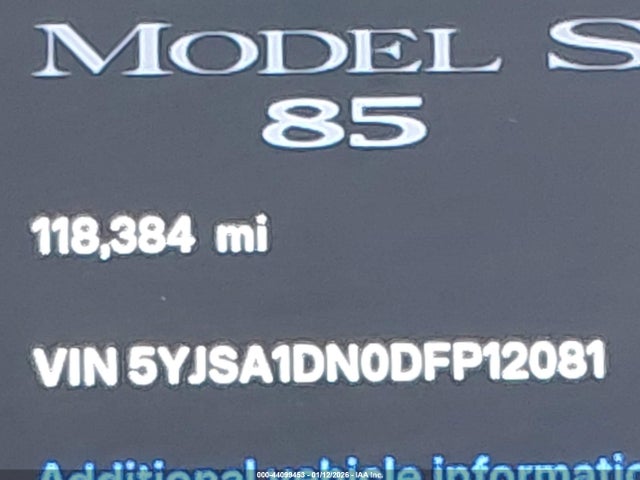 Aukcja sprzedaży 2013 Tesla Model S, vin: 5YJSA1DN0DFP12081, numer aukcji: 44099453