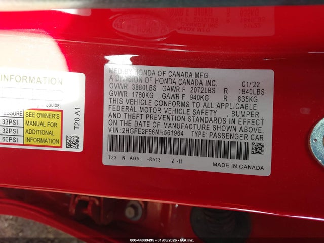 Honda Civic Sport 2022 2HGFE2F56NH561964 Image 9