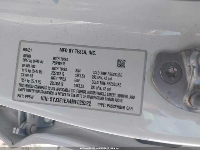 2021 TESLA MODEL 3 5YJ3E1EA4MF029322 Photo 8