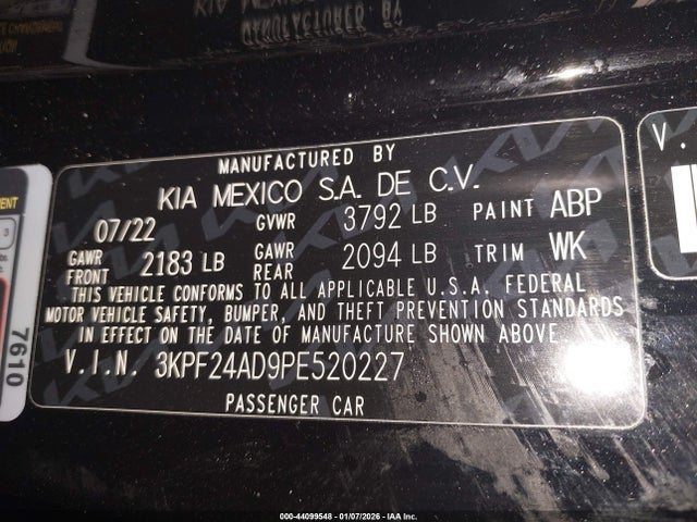 Aukcja sprzedaży 2023 Kia Forte Lxs, vin: 3KPF24AD9PE520227, numer aukcji: 44099548
