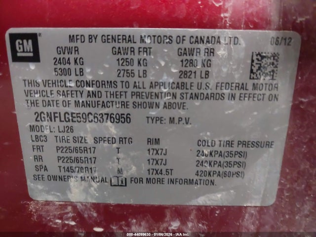 2012 CHEVROLET EQUINOX 2GNFLGE59C6376956 Photo 8