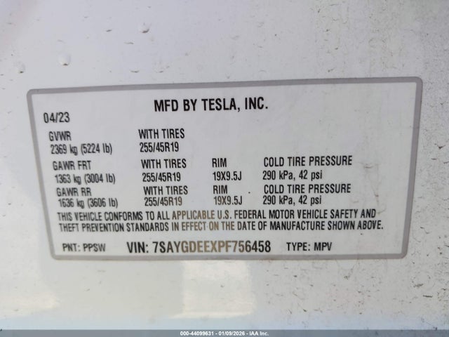 2023 TESLA MODEL Y 7SAYGDEEXPF756458 Photo 8