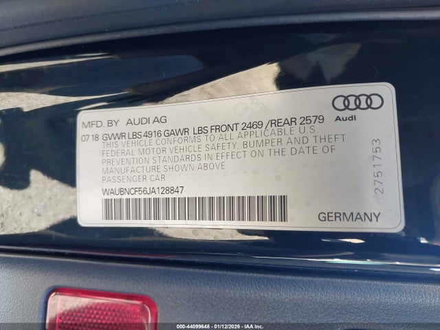 2018 AUDI A5 WAUBNCF56JA128847 Photo 8
