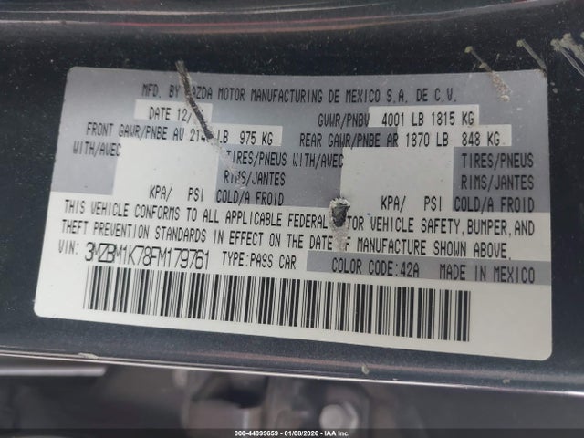 Aukcja sprzedaży 2015 Mazda Mazda3 I Sport, vin: 3MZBM1K78FM179761, numer aukcji: 44099659