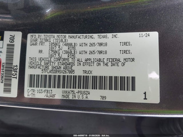 Toyota Tundra Sr5 2025 5TFLA5DB9SX267005 Image 9