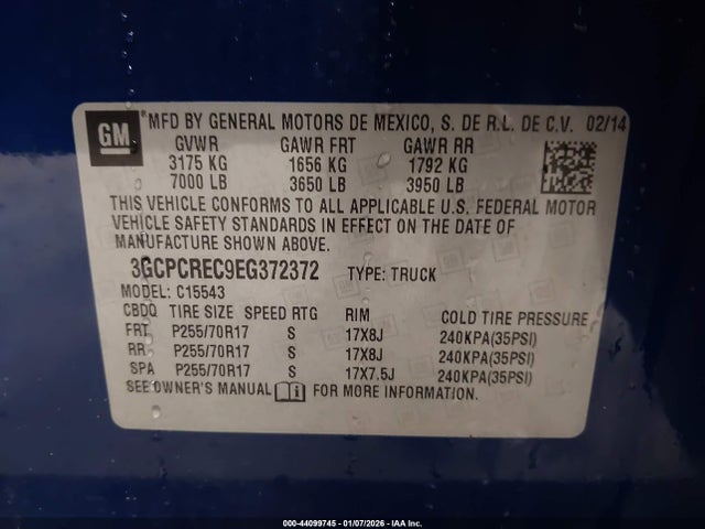3GCPCREC9EG372372 Chevrolet Silverado 1500 1lt