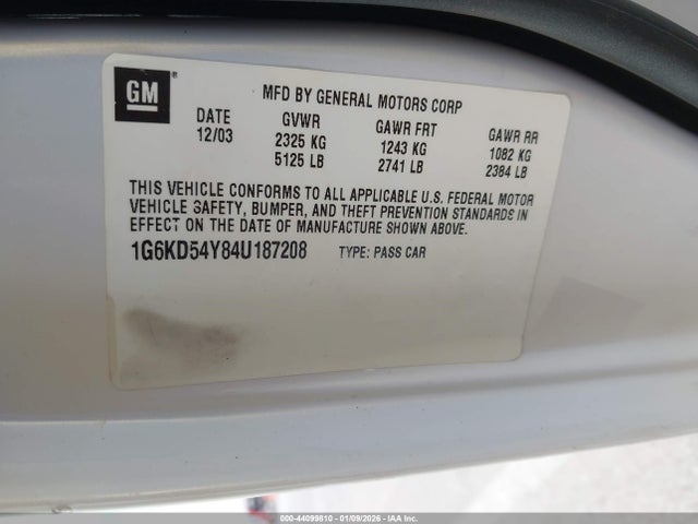 2004 CADILLAC DEVILLE 1G6KD54Y84U187208 Photo 8