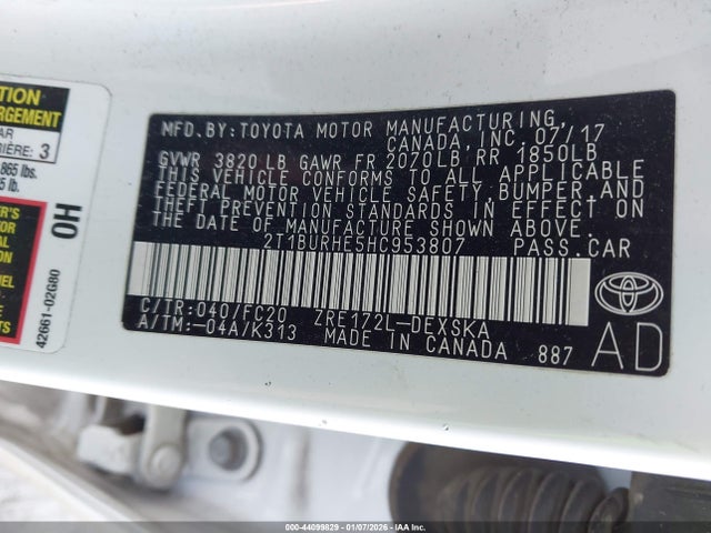 Toyota COROLLA SE 2017 2T1BURHE5HC953807 Image 9