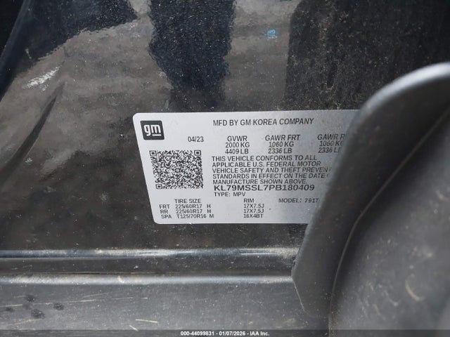 KL79MSSL7PB180409 Chevrolet Trailblazer Awd Activ