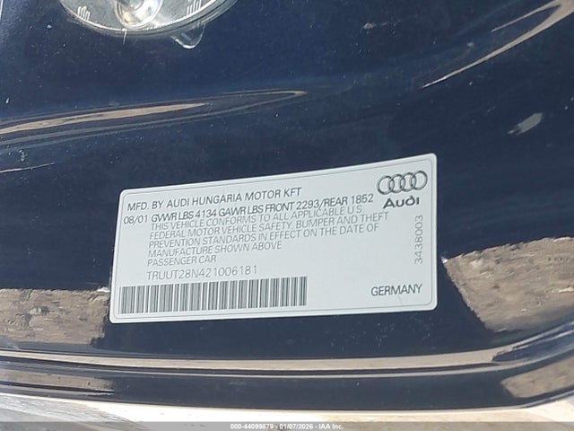 2002 AUDI TT TRUUT28N421006181 Photo 8