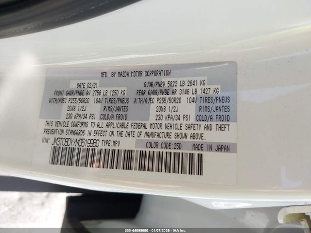 JM3TCBDYXM0519960 Mazda Cx-9 Carbon Edition/grand Touring