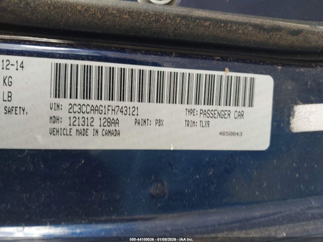 2C3CCAAG1FH743121 Chrysler 300 Limited