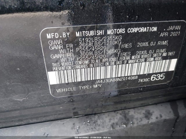 2022 MITSUBISHI OUTLANDER JA4J3UA88NZ014068 Photo 8