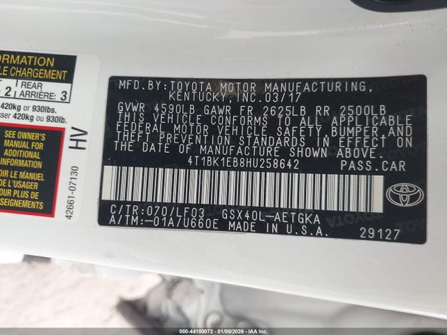 2017 TOYOTA AVALON 4T1BK1EB8HU258642 Photo 8