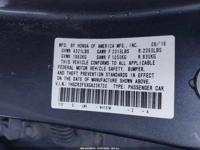 1HGCR2F5XGA236730 Honda Accord Sport