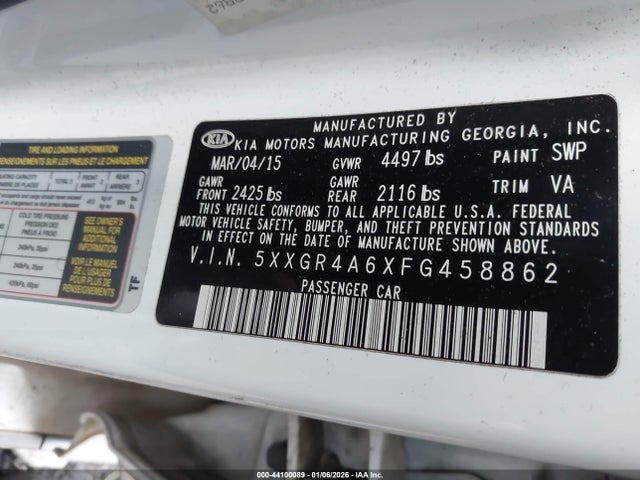 5XXGR4A6XFG458862 KIA Optima Sxl Turbo