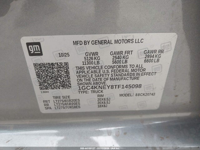 1GC4KNEY8TF145098 Chevrolet SILVERADO 2500HD