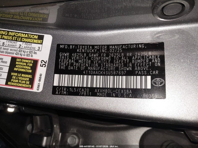 4T1DAACK4SU587697 Toyota CAMRY SE