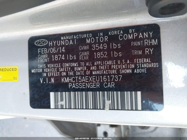 Hyundai ACCENT GS 2014 KMHCT5AEXEU161737 Image 9