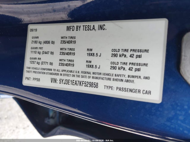 2019 TESLA MODEL 3 5YJ3E1EA7KF529858 Photo 8
