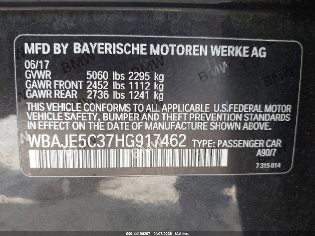 2017 BMW 540I WBAJE5C37HG917462 Photo 8