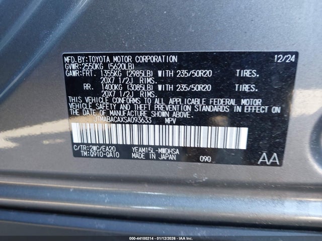 JTMABACAXSA093633 Toyota Bz4x Limited