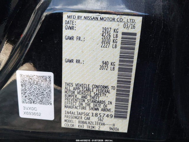 1N4AL3AP5GC185749 Nissan Altima 2.5 Sr