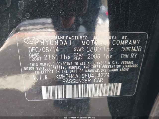 Hyundai Elantra Limited 2015 KMHDH4AE9FU414774 Image 9