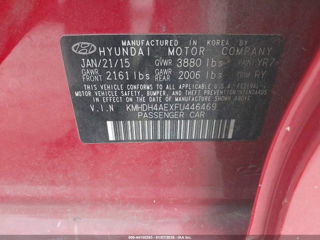 Hyundai ELANTRA SE 2015 KMHDH4AEXFU446469 Image 9
