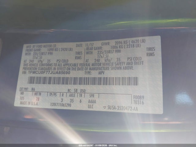 Ford ESCAPE S 2018 1FMCU0F77JUA85690 Image 9