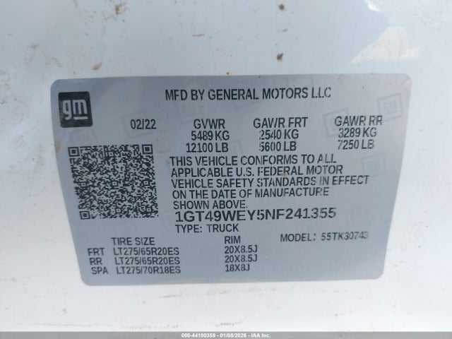 1GT49WEY5NF241355 GMC Sierra 3500hd 4wd Standard Bed Denali