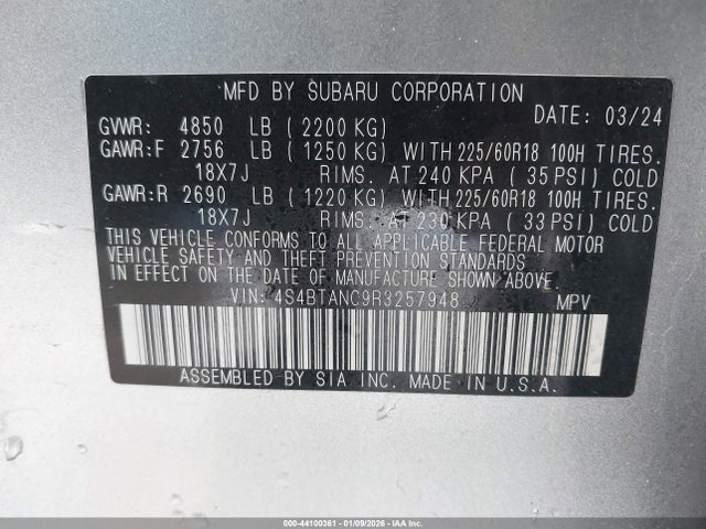 2024 SUBARU OUTBACK 4S4BTANC9R3257948 Photo 8