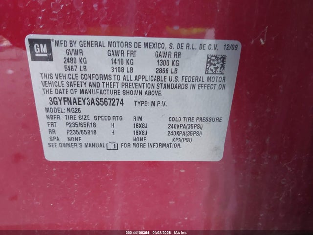 2010 CADILLAC SRX 3GYFNAEY3AS567274 Photo 8