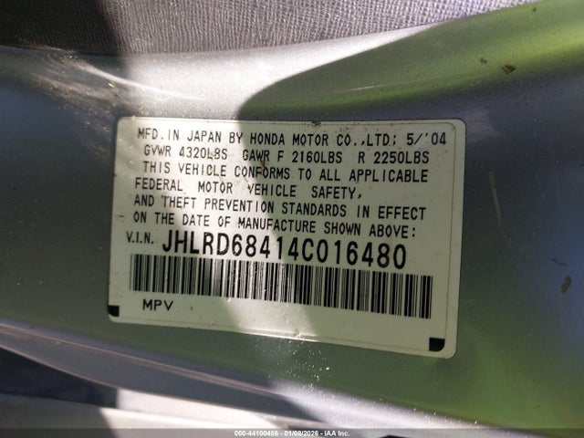 2004 HONDA CR-V JHLRD68414C016480 Photo 8