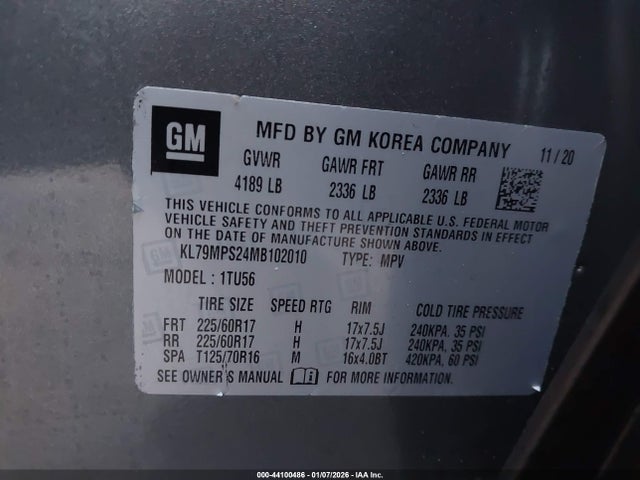 KL79MPS24MB102010 Chevrolet Trailblazer Fwd Lt