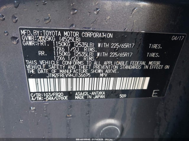 Toyota RAV4 LE 2017 JTMZFREV9HJ136695 Image 9