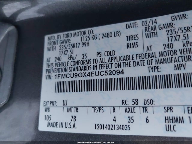 Ford ESCAPE SE 2014 1FMCU9GX4EUC52094 Image 9