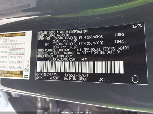 JTEABFAJXSK037228 Toyota Land Cruiser