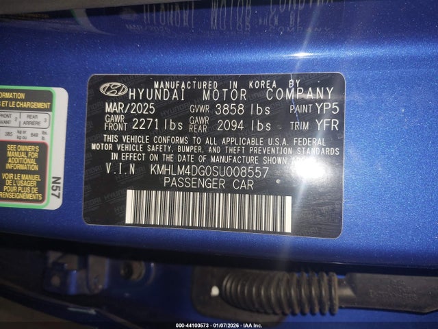 Продажа на аукционе авто 2025 Hyundai Elantra Sel Sport, vin: KMHLM4DG0SU008557, номер лота: 44100573